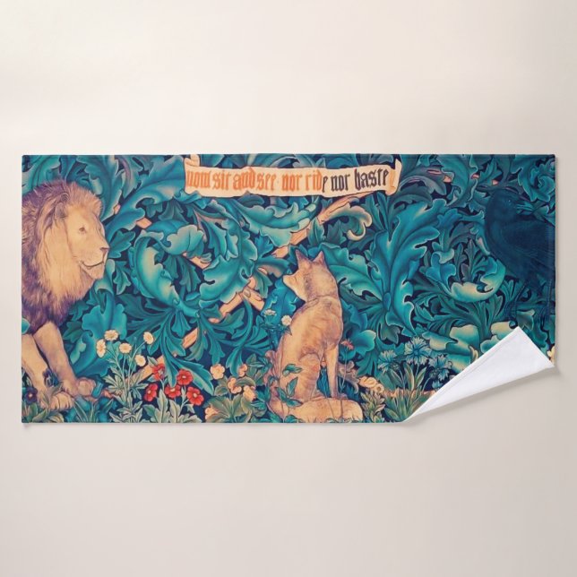 Tiere im Wald, William Morris Badetuch Badehandtuch (Badehandtuch)