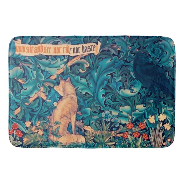 Tiere im Wald, William Morris Bath Mat Badematte (Vorderseite)