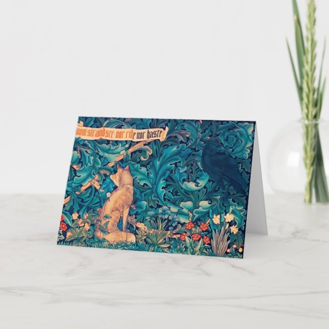 Tiere im Wald, William Morris Card Karte (Vorderseite)