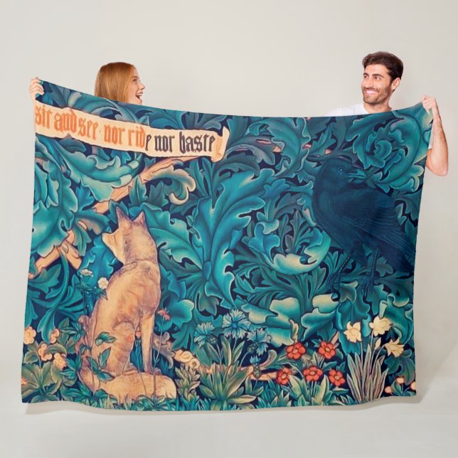 Tiere im Wald, William Morris Fleece-Decke Fleecedecke (Beispiel)
