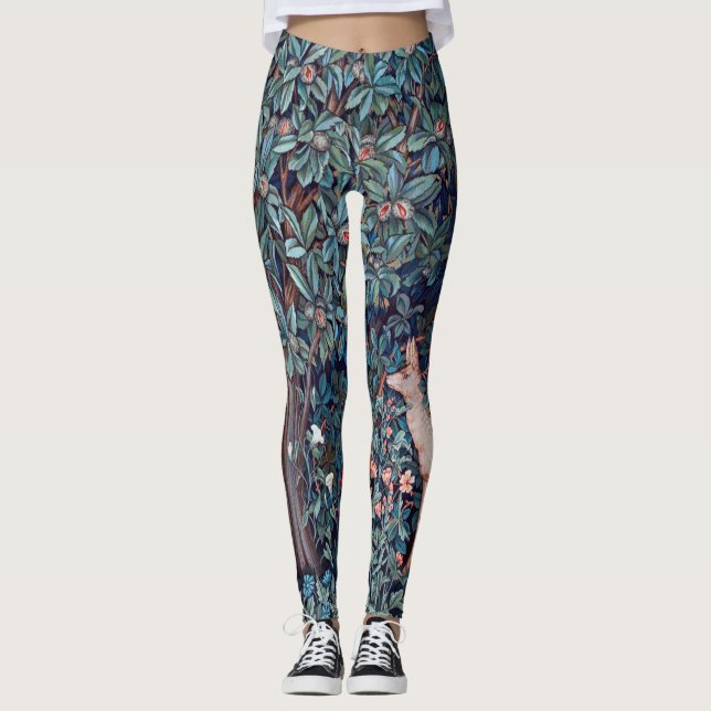 Tiere im Wald, William Morris Leggings (Vorderseite)