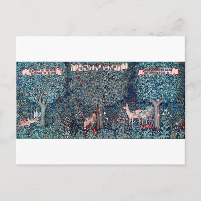 Tiere im Wald, William Morris Postkarte (Vorderseite)