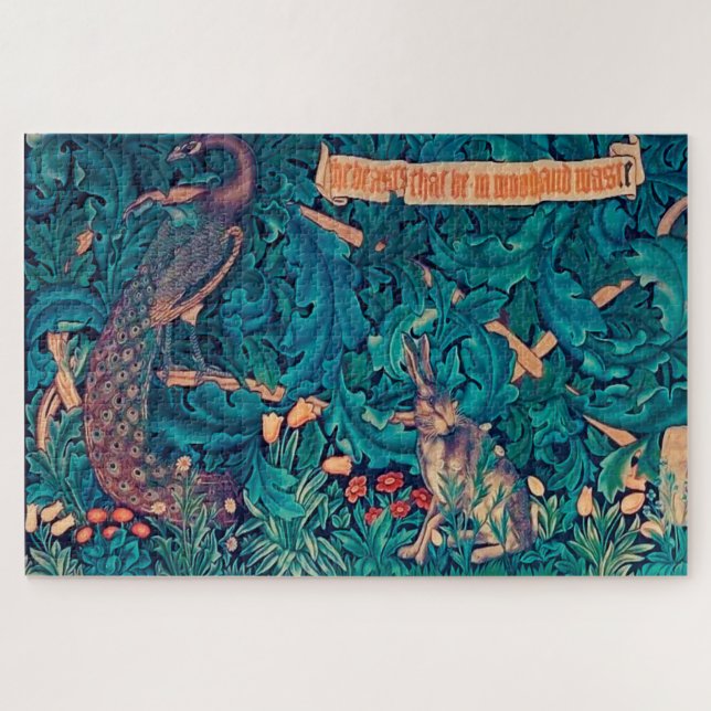 Tiere im Wald, William Morris Puzzle (Horizontal)