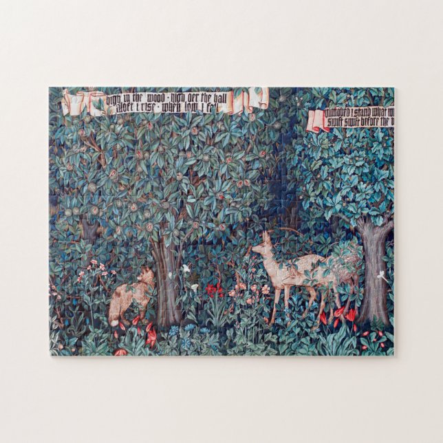 Tiere im Wald, William Morris Puzzle (Horizontal)