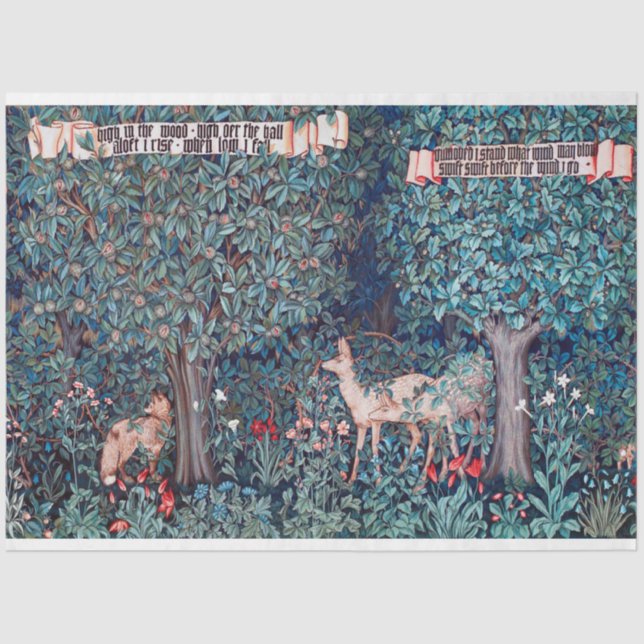 Tiere im Wald, William Morris Seidenpapier (Vorderseite)