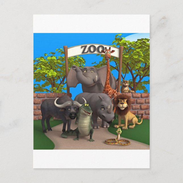 Tiere im Zoo Postkarte (Vorderseite)