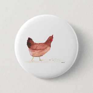 Tiere in Aquarellhühnern Vintag Button