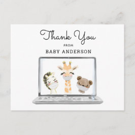 Tiere in Masken Virtual Baby Dusche Vielen Dank Postkarte