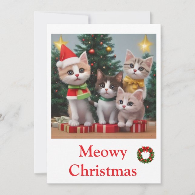 Tiere Katze Frohe Weihnachtskarten Feiertagskarte (Vorderseite)