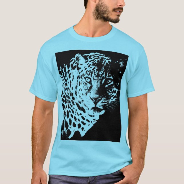 Tiere Leopard Gesicht Moderne Pop Art Template Men T-Shirt (Vorderseite)