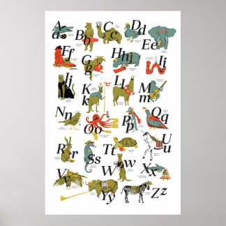 Tiere mit Beruf Alphabet Poster