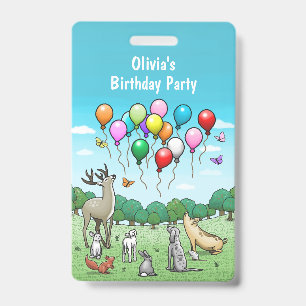 Tiere mit farbenfrohen Ballons Ausweis
