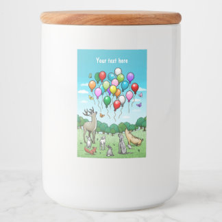 Tiere mit farbenfrohen Ballons Lebensmitteletikett