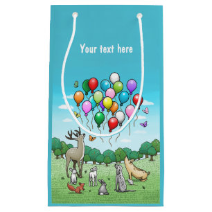 Tiere mit farbenfrohen Geburtstagsballons Kleine Geschenktüte