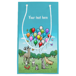 Tiere mit farbenfrohen Geburtstagsballons Kleine Geschenktüte