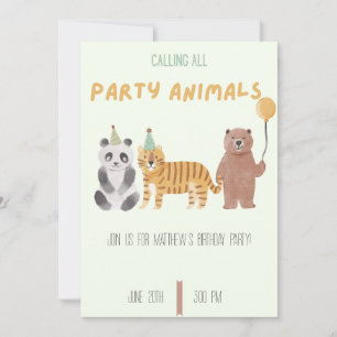 Tiere-Party Geburtstagseinladung Einladung