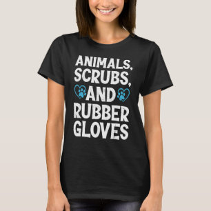 Tiere prüfen Gummihandschuhe und Kaffeemaschine Te T-Shirt