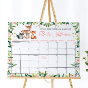 Tiere & Rosa Rose Schwangerschaftskalender Poster
