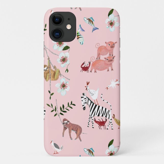 Tiere rosa Zacken und Niedliches Zebra-Muster Case-Mate iPhone Hülle (Rückseite)