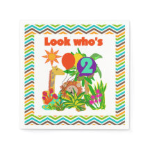 Tiere Safari 2. Geburtstagspapier Napkins