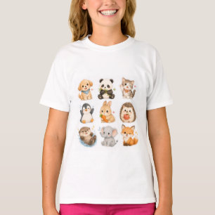 Tiere Sammlung Muster Mädchen T-Shirt