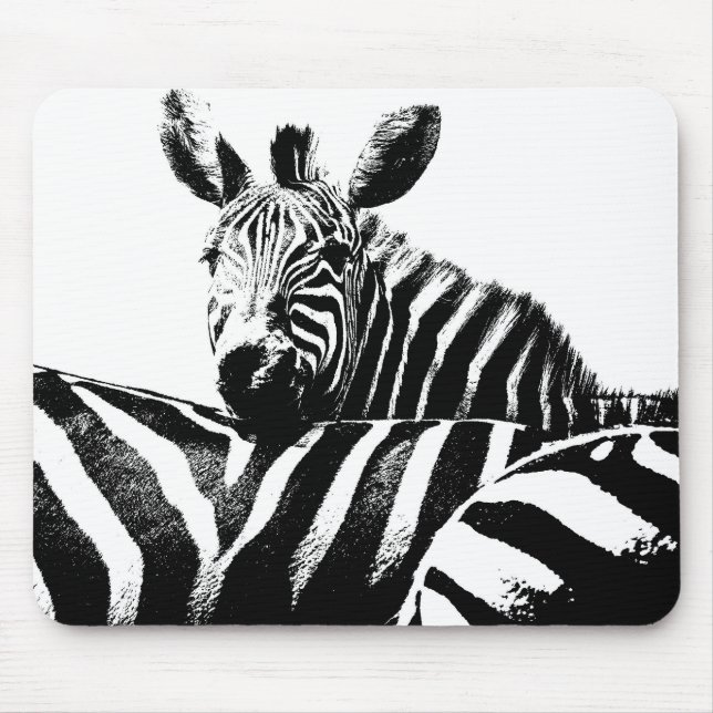 Tiere Schwarz-weißer Pop Art Zebras Trendy Templat Mousepad (Vorne)