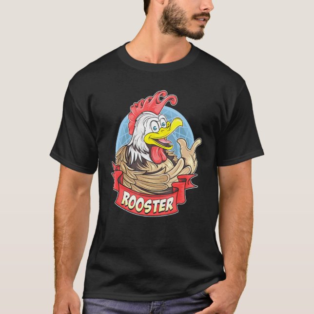 Tiere - Süß lächelnder Hahn oder Huhn mit Gesicht T-Shirt (Vorderseite)