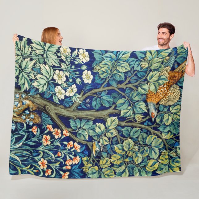 Tiere und Blume, Wald, William Morris Fleecedecke (Beispiel)