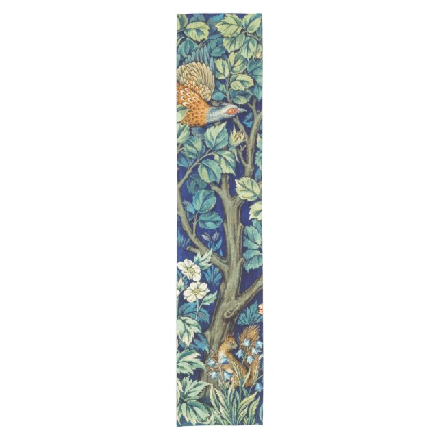 Tiere und Blume, Wald, William Morris Kurzer Tischläufer (Vorderseite)