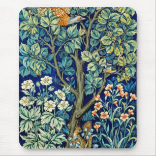 Tiere und Blume, Wald, William Morris Mousepad