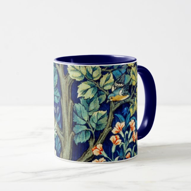Tiere und Blume, Wald, William Morris Tasse (VorderseiteRechts)