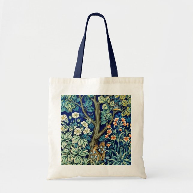 Tiere und Blume, Wald, William Morris Tragetasche (Vorne)