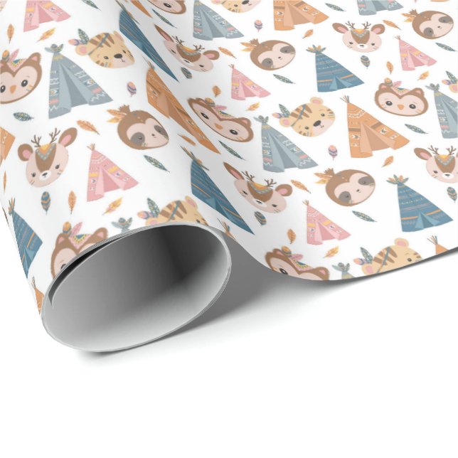Tiere und Teepe-Wrapping Paper Geschenkpapier (Rolleneckpunkt)