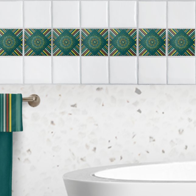 Tiere unter den Mandala Streifen Personalisiert Fliese (Von Creator hochgeladen)