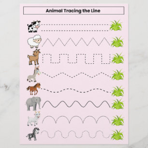 Tiere verfolgen das Line Worksheet for Kids Flyer