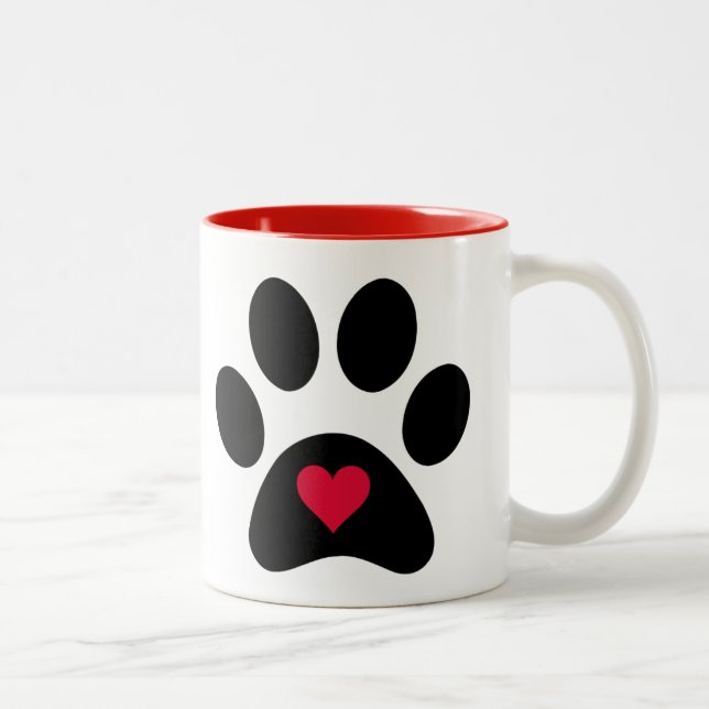 "Tiere Verließ Paw Prints auf unseren Herzen..." Zweifarbige Tasse (Rechts)