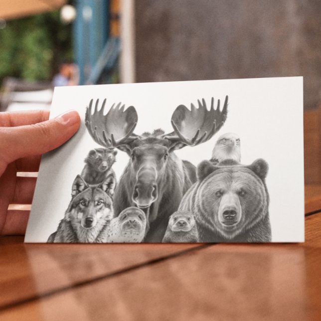 Tiere von Alaska Portrait Bear Moose Wolf Postkarte (Von Creator hochgeladen)