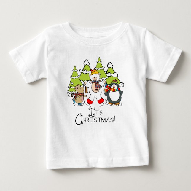 Tiere Weihnachten Baby T-shirt (Vorderseite)