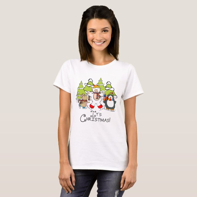 Tiere Weihnachten T-Shirt (Vorne ganz)