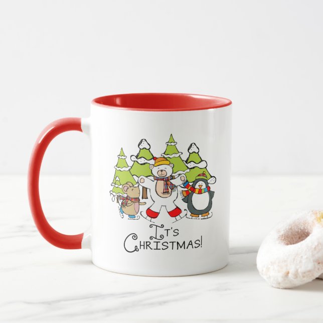 Tiere Weihnachten Tasse (Mit Donut)