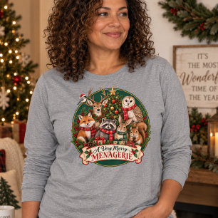 Tiere Weihnachtsmenagerie Tri-Blend Shirt