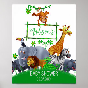 Tiere Wild One Jungle Grüne Safari Winter Poster