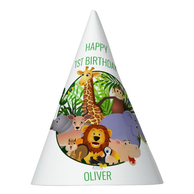Tiere Wild-One-Jungle-Safari Für Kinder Partyhütchen (Rechts)