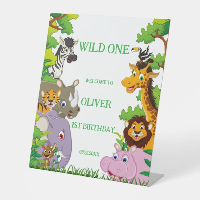 Tiere Wild-One-Jungle-Safari Für Kinder Sockelschild (Vorderseite)