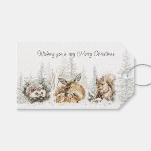 Tiere Winterwald Weihnachten Geschenkanhänger