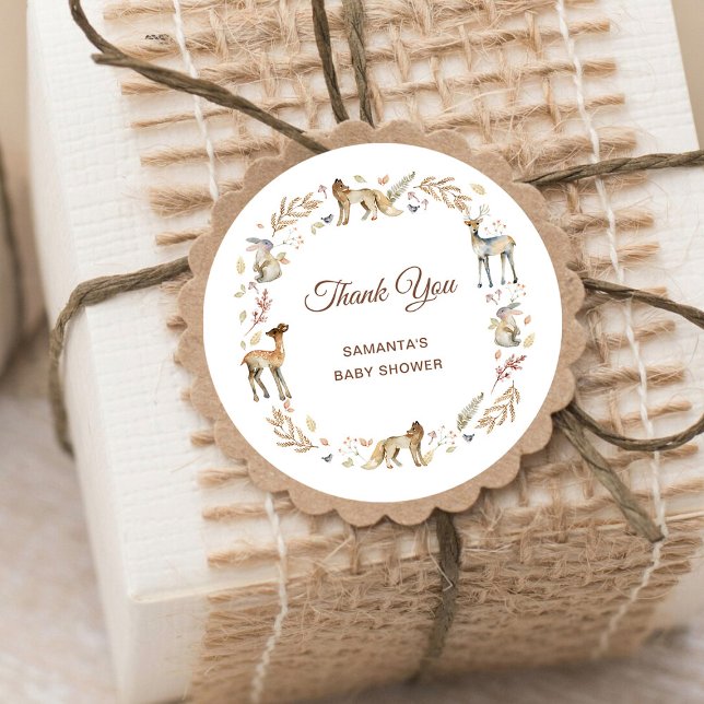 Tiere Woodland Baby Dusche Vielen Dank Runder Aufkleber (Von Creator hochgeladen)