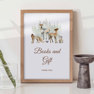 Tiere Woodland Bücher und Geschenkzeichen Poster