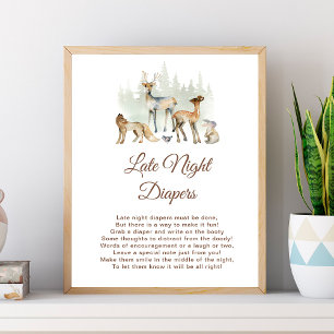 Tiere Woodland Spate Night Diapers signieren Poster