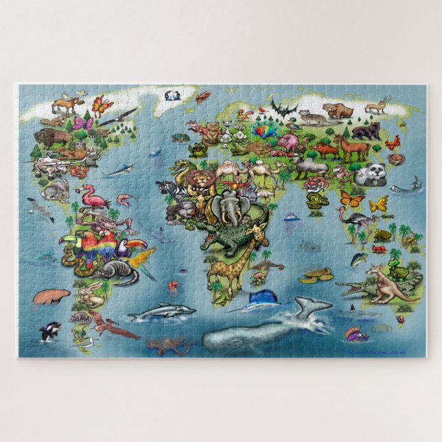 Tiere World Map Jigsaw Puzzle (Horizontal)