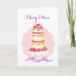 Tiered Birthday Cake Personalized Birthday Card Karte<br><div class="desc">Let that special someone know just how sweet she is with this charming card depicting a tall,  tiered cake with flowers. Personalize with a name or title (Sweetheart,  Mom,  etc.). 

Message is fully customizable to say exactly what you want!</div>